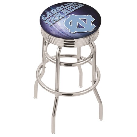 Holland Bar Stool Co 25" Chrome 2-Ring North Carolina Swivel Bar Stool, Accent Ring L7C3C25NorCar-D2